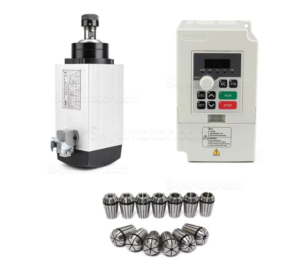 3KW 220V/380V 空冷スピンドルモーターキット GDZ80X73-3 + H100-3.7 可変周波数ドライブと13個のER20コレット付き